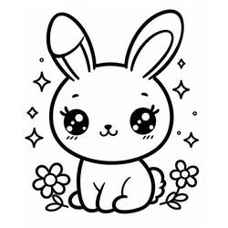 Dessin à colorier: Lapin Kawaii (Animaux) #219213 - Coloriages à Imprimer Gratuits