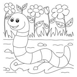 Dessin à colorier: Ver de terre (Animaux) #214611 - Coloriages à Imprimer Gratuits