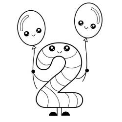 Dessin à colorier: Chiffre 2 (Apprentissage et Éducation) #221315 - Coloriages à Imprimer Gratuits