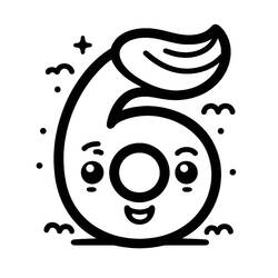 Dessin à colorier: Chiffre 6 (Apprentissage et Éducation) #221412 - Coloriages à Imprimer Gratuits