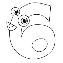 Dessin à colorier: Chiffre 6 (Apprentissage et Éducation) #221425 - Coloriages à Imprimer Gratuits