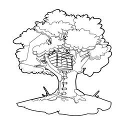 Dessin à colorier: Cabane dans un arbre (Bâtiments et Architecture) #65992 - Coloriages à Imprimer