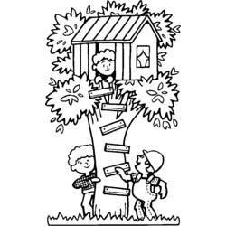 Dessin à colorier: Cabane dans un arbre (Bâtiments et Architecture) #65997 - Coloriages à Imprimer