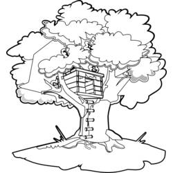 Dessin à colorier: Cabane dans un arbre (Bâtiments et Architecture) #66018 - Coloriages à imprimer