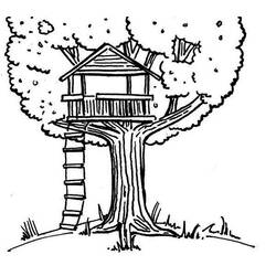 Dessin à colorier: Cabane dans un arbre (Bâtiments et Architecture) #66025 - Coloriages à Imprimer