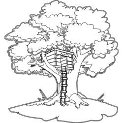 Dessin à colorier: Cabane dans un arbre (Bâtiments et Architecture) #66029 - Coloriages à imprimer