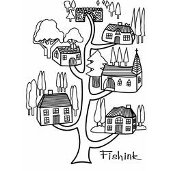 Dessin à colorier: Cabane dans un arbre (Bâtiments et Architecture) #66071 - Coloriages à Imprimer