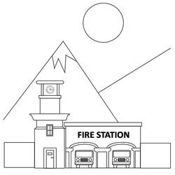 Dessin à colorier: Caserne de Pompiers (Bâtiments et Architecture) #215159 - Coloriages à Imprimer Gratuits