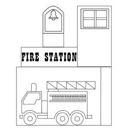 Dessin à colorier: Caserne de Pompiers (Bâtiments et Architecture) #215164 - Coloriages à Imprimer Gratuits