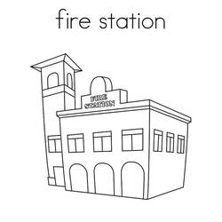 Dessin à colorier: Caserne de Pompiers (Bâtiments et Architecture) #215165 - Coloriages à Imprimer Gratuits