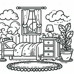 Dessin à colorier: Chambre (Bâtiments et Architecture) #203873 - Coloriages à Imprimer Gratuits