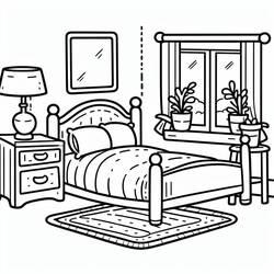 Dessin à colorier: Chambre (Bâtiments et Architecture) #203874 - Coloriages à Imprimer Gratuits