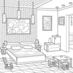 Dessin à colorier: Chambre (Bâtiments et Architecture) #203878 - Coloriages à Imprimer Gratuits