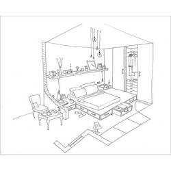 Dessin à colorier: Chambre (Bâtiments et Architecture) #203887 - Coloriages à Imprimer Gratuits