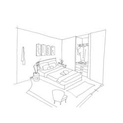 Dessin à colorier: Chambre (Bâtiments et Architecture) #63377 - Coloriages à imprimer
