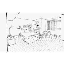 Dessin à colorier: Chambre (Bâtiments et Architecture) #66596 - Coloriages à imprimer