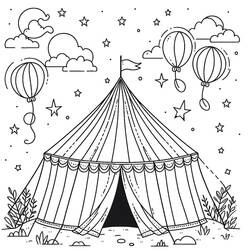 Dessin à colorier: Chapiteau de Cirque (Bâtiments et Architecture) #219450 - Coloriages à Imprimer Gratuits
