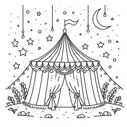 Dessin à colorier: Chapiteau de Cirque (Bâtiments et Architecture) #219453 - Coloriages à Imprimer Gratuits
