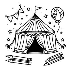 Dessins à colorier: Chapiteau de Cirque - Coloriages à Imprimer Gratuits