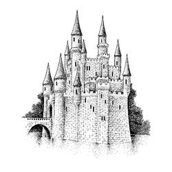 Dessin à colorier: Chateau (Bâtiments et Architecture) #62270 - Coloriages à imprimer