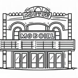 Dessin à colorier: Cinéma (Bâtiments et Architecture) #188669 - Coloriages à Imprimer Gratuits