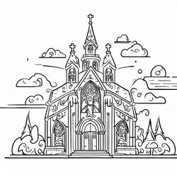 Coloriage Église (Bâtiments et Architecture) #189018 à imprimer et colorier