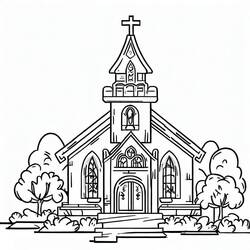 Coloriage Église (Bâtiments et Architecture) #189022 à imprimer et colorier