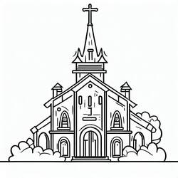 Coloriage Église (Bâtiments et Architecture) #189023 à imprimer et colorier