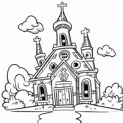 Coloriage Église (Bâtiments et Architecture) #189026 à imprimer et colorier