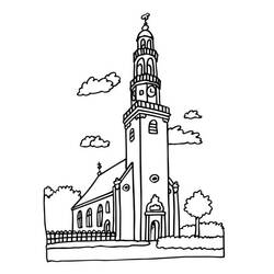 Dessin à colorier: Église (Bâtiments et Architecture) #64152 - Coloriages à imprimer