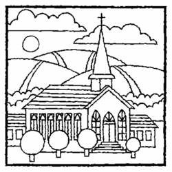 Dessin à colorier: Église (Bâtiments et Architecture) #64157 - Coloriages à imprimer