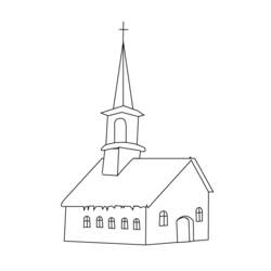 Dessin à colorier: Église (Bâtiments et Architecture) #64163 - Coloriages à imprimer