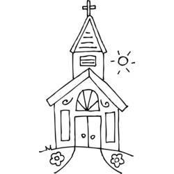 Dessin à colorier: Église (Bâtiments et Architecture) #64173 - Coloriages à Imprimer Gratuits