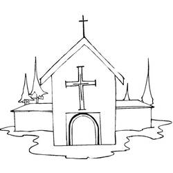 Dessin à colorier: Église (Bâtiments et Architecture) #64179 - Coloriages à imprimer