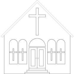 Dessin à colorier: Église (Bâtiments et Architecture) #64193 - Coloriages à Imprimer Gratuits