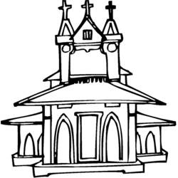 Dessin à colorier: Église (Bâtiments et Architecture) #64232 - Coloriages à imprimer