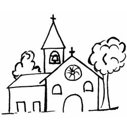 Dessin à colorier: Église (Bâtiments et Architecture) #64274 - Coloriages à imprimer