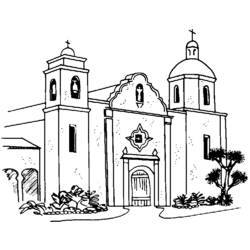 Dessin à colorier: Église (Bâtiments et Architecture) #64309 - Coloriages à imprimer