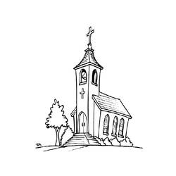Dessin à colorier: Église (Bâtiments et Architecture) #64345 - Coloriages à imprimer