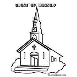 Dessin à colorier: Église (Bâtiments et Architecture) #64353 - Coloriages à imprimer