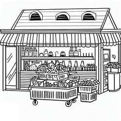 Dessin à colorier: Épicerie (Bâtiments et Architecture) #192118 - Coloriages à Imprimer Gratuits
