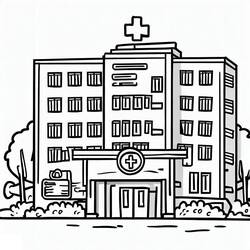 Coloriage Hôpital (Bâtiments et Architecture) #190198 à imprimer et colorier