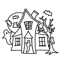 Dessin à colorier: Maison Hantée (Bâtiments et Architecture) #198083 - Coloriages à Imprimer Gratuits
