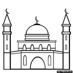 Dessin à colorier: Mosquée (Bâtiments et Architecture) #64510 - Coloriages à Imprimer