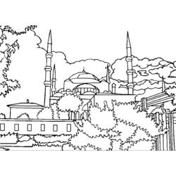 Dessin à colorier: Mosquée (Bâtiments et Architecture) #64520 - Coloriages à imprimer