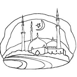 Dessin à colorier: Mosquée (Bâtiments et Architecture) #64528 - Coloriages à imprimer