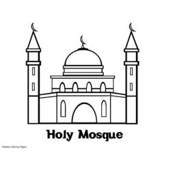 Dessin à colorier: Mosquée (Bâtiments et Architecture) #64541 - Coloriages à imprimer