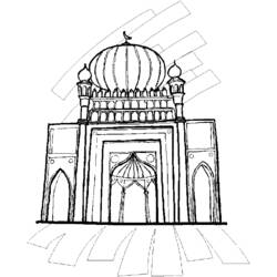 Dessin à colorier: Mosquée (Bâtiments et Architecture) #64556 - Coloriages à imprimer