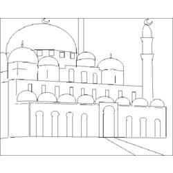 Dessin à colorier: Mosquée (Bâtiments et Architecture) #64570 - Coloriages à imprimer