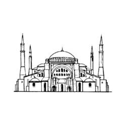 Dessin à colorier: Mosquée (Bâtiments et Architecture) #64582 - Coloriages à imprimer